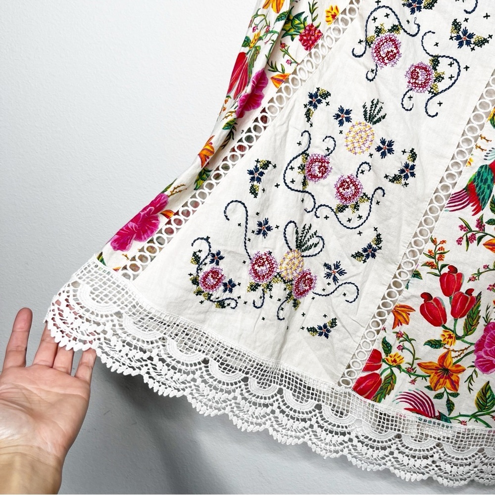 NWT FARM RIO Toucans Garden Flowy One Shoulder Embroidered Floral Dress Small - Picture 7 of 14
